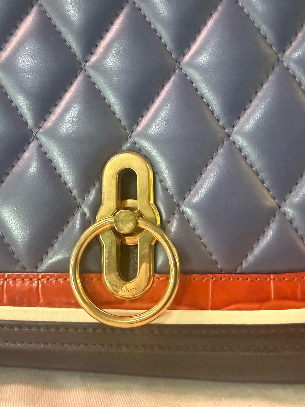 Mulberry Amberley Satchel silky calf and croc pattern - black/chalk/red fox - Picture 3 of 12